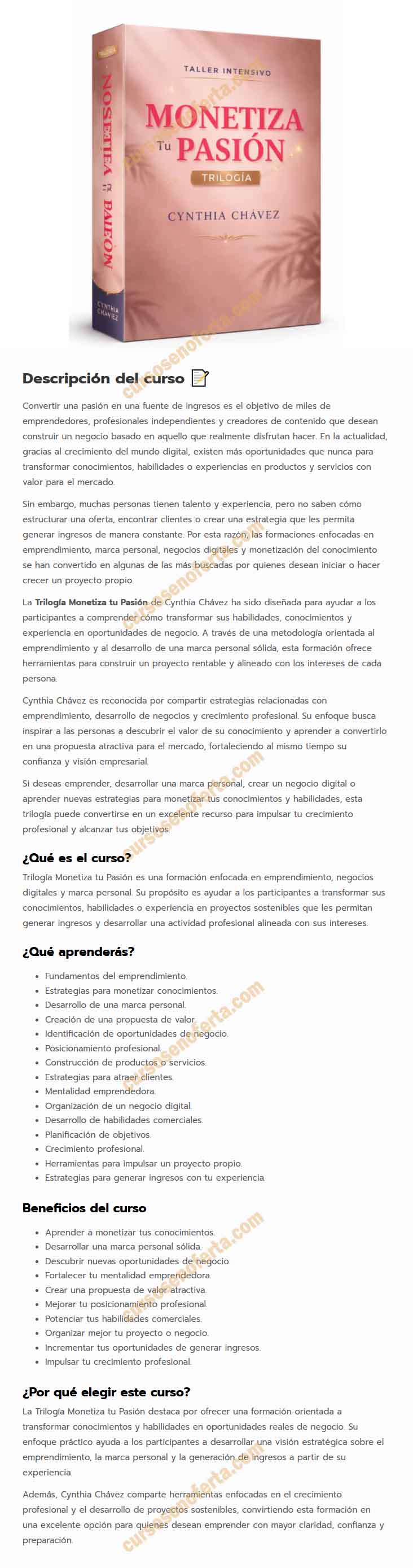 Trilogía Monetiza tu Pasión – Cynthia Chávez