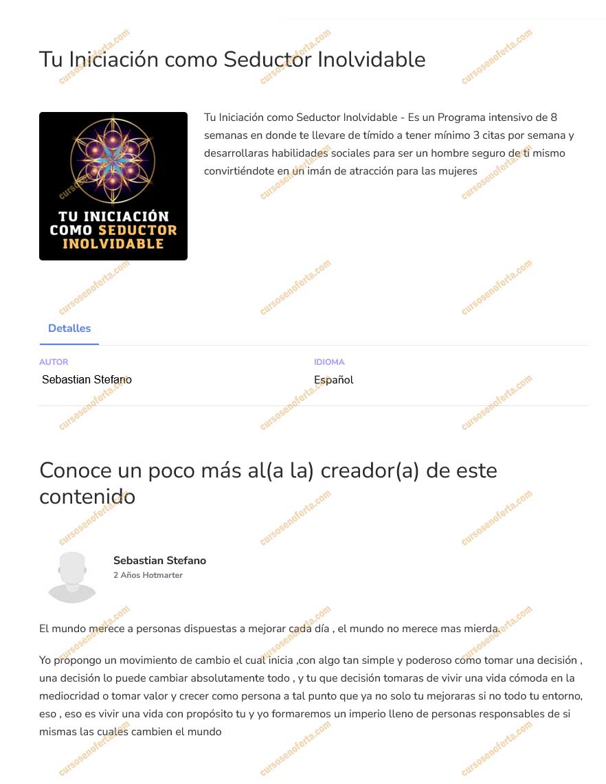 Tu iniciación como seductor inolvidable