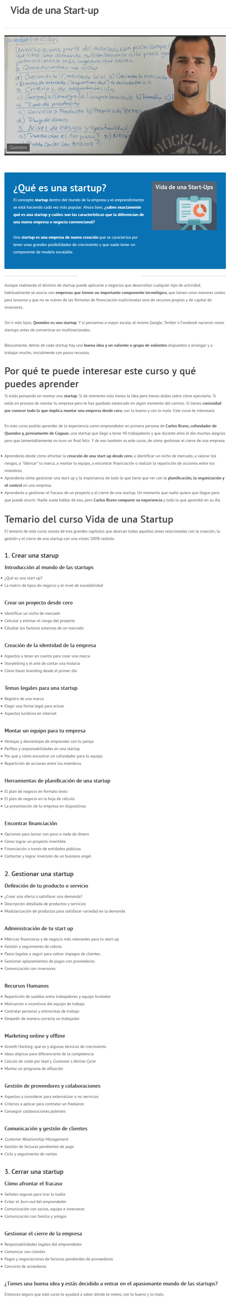 Vida de una StartUp - carlos bravo
