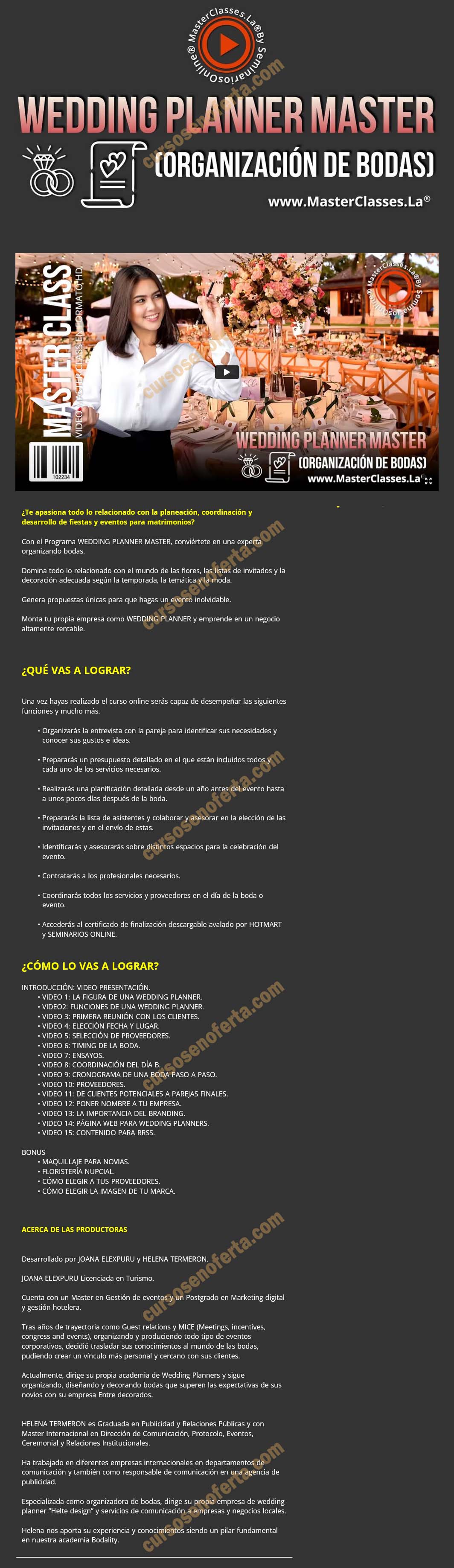 Wedding planner masters (organización de bodas)