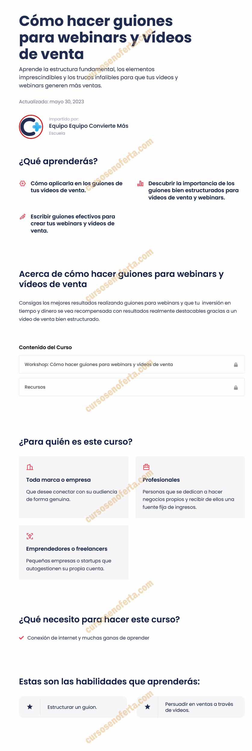 Workshop cómo hacer guiones para webinars y vídeos de venta