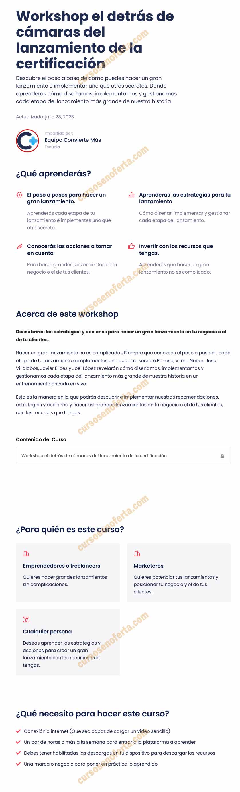 Workshop el detrás de cámaras del lanzamiento de la certificación