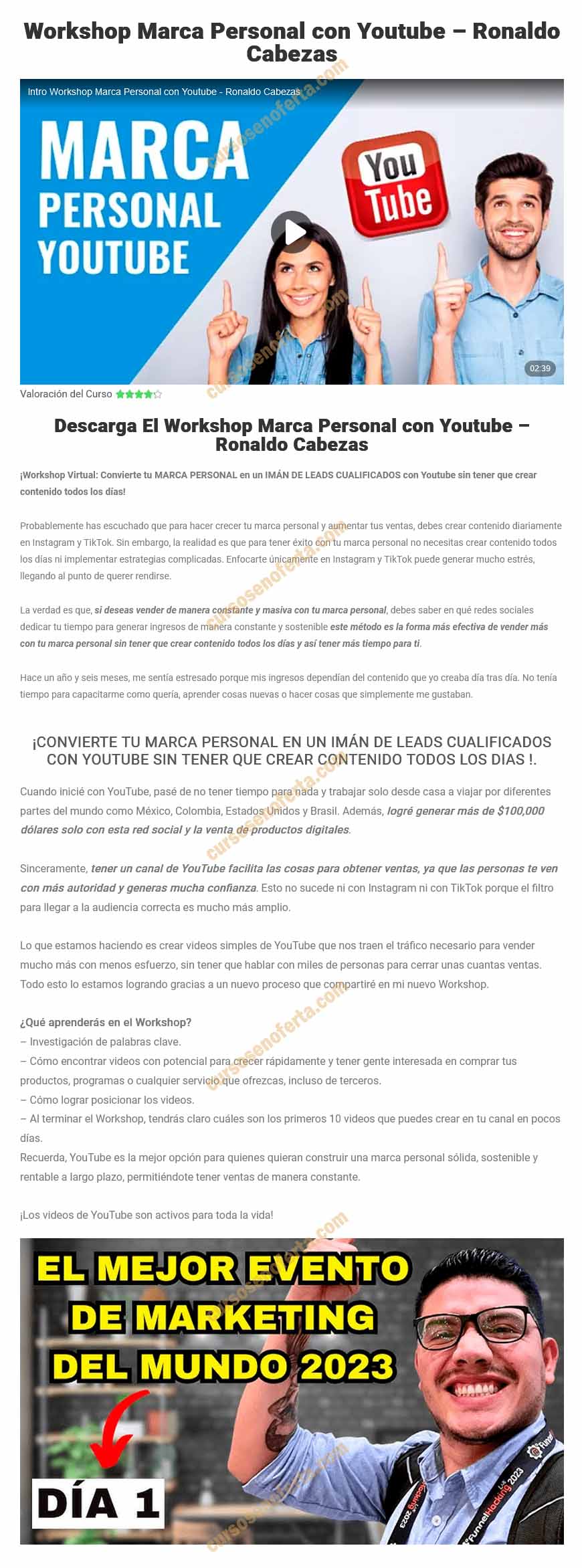 Workshop Marca Personal con Youtube - Ronaldo Cabezas