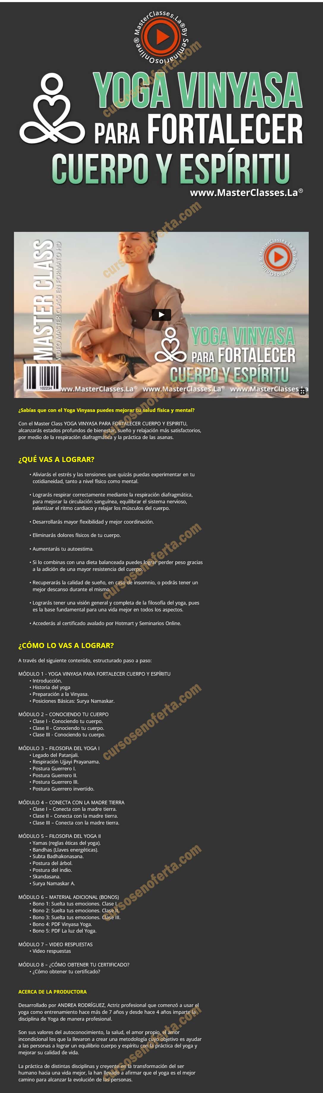 Yoga Vinyasa para fortalecer cuerpo y espíritu - Andrea Rodríguez