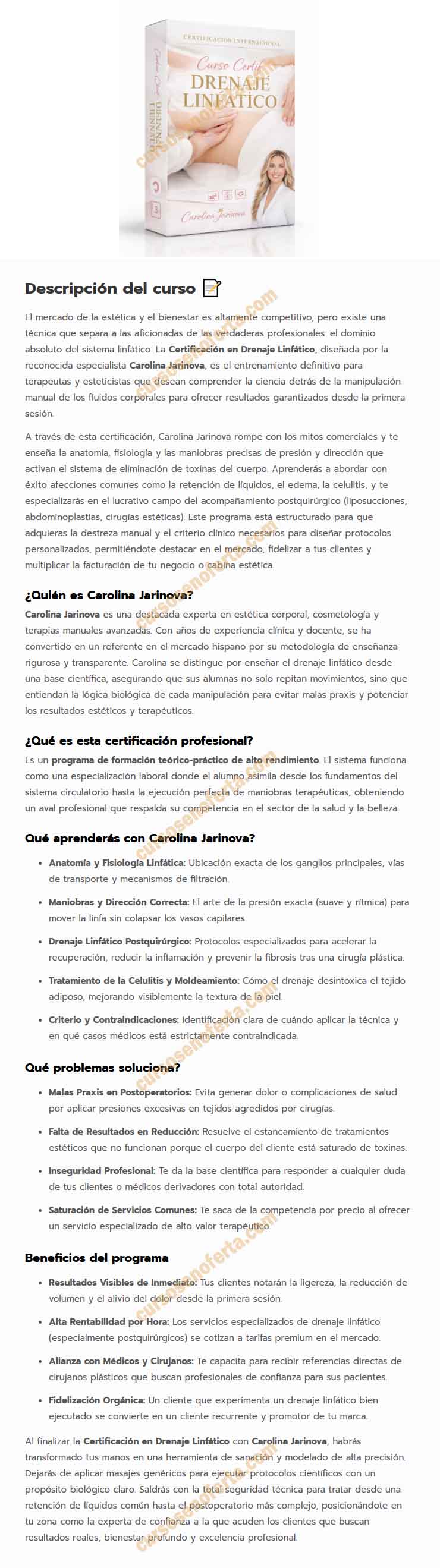 Certificación Drenaje Linfático - carolina jarinova