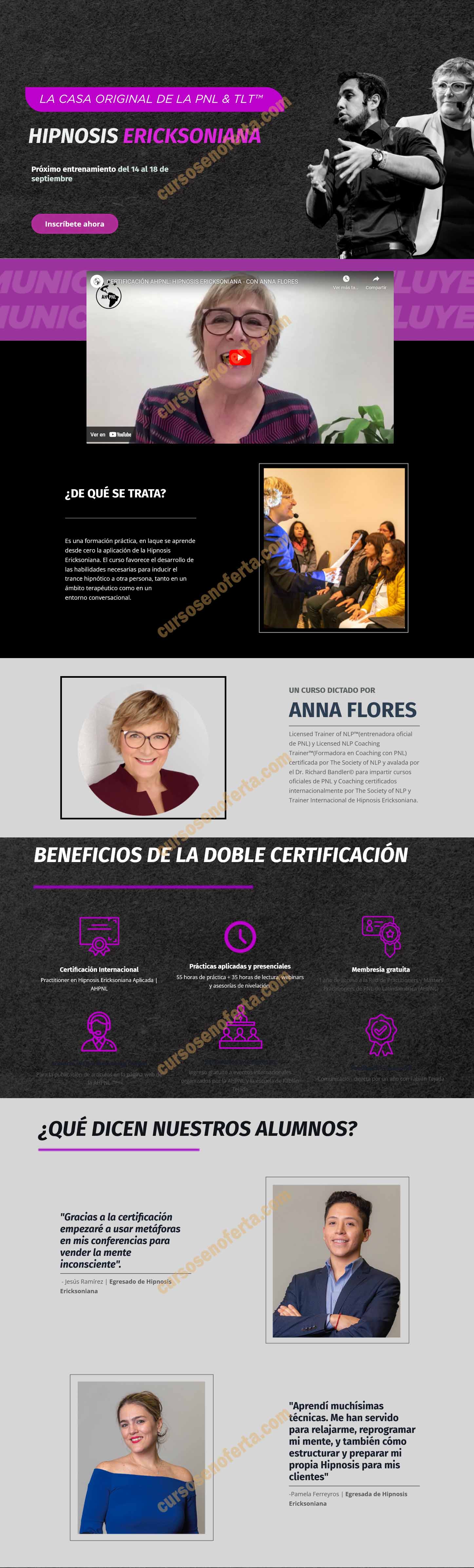 Certificación Internacional Hipnosis Ericksoniana - ahpnl