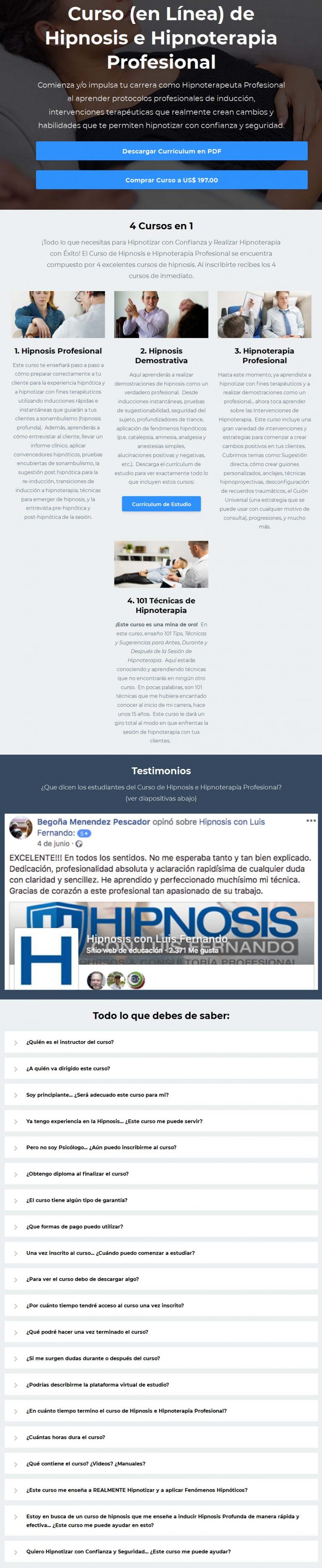 Curso de Hipnosis e Hipnoterapia Profesional