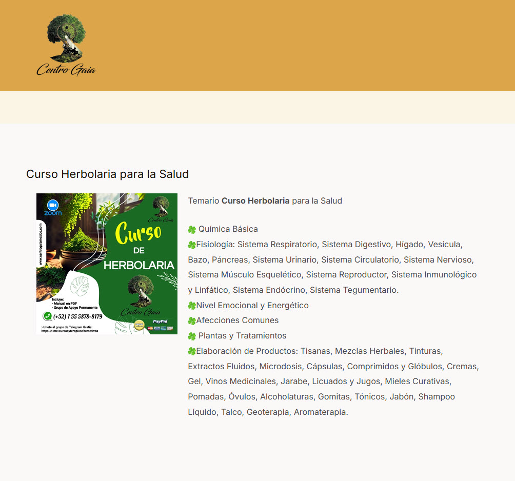 Curso Herbolaria Para la Salud - centro gaia mexico