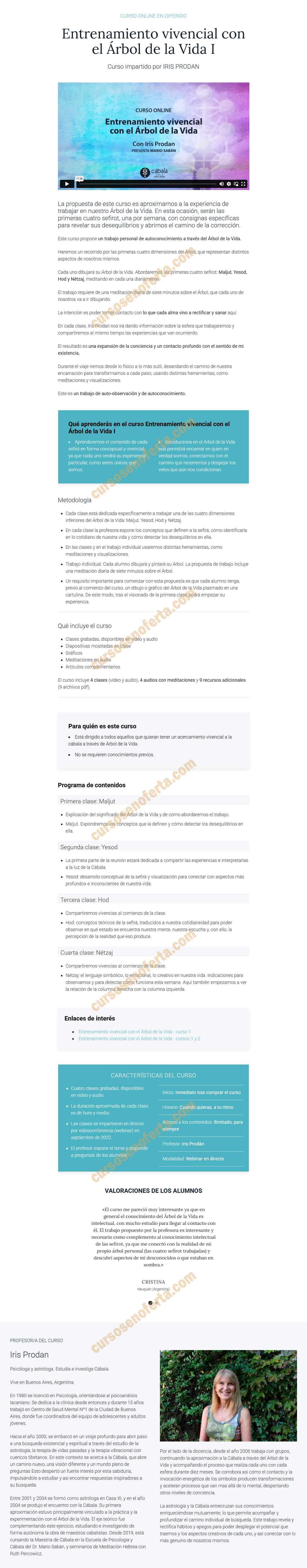 Entrenamiento vivencial con el Árbol de la Vida I - Iris Prodan