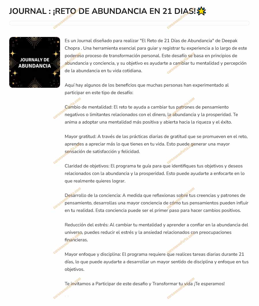 Journaly Reto de Abundancia en 21 días