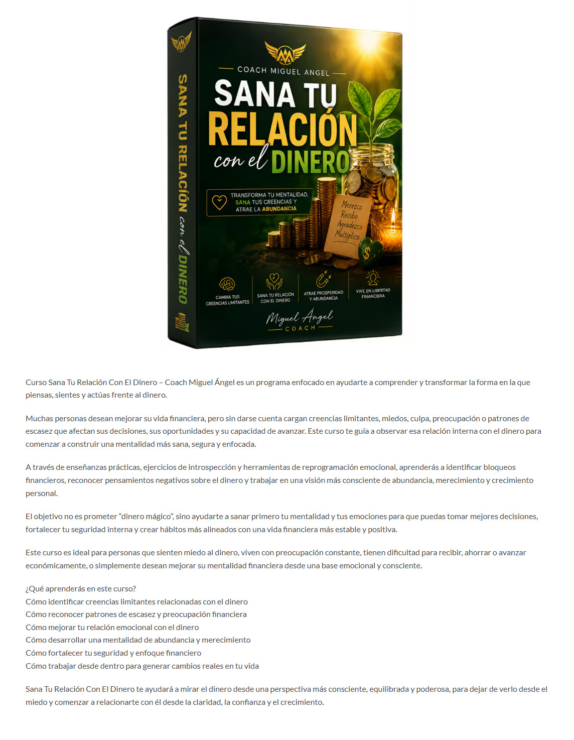 Sana tu Relación con el Dinero - coach miguel angel