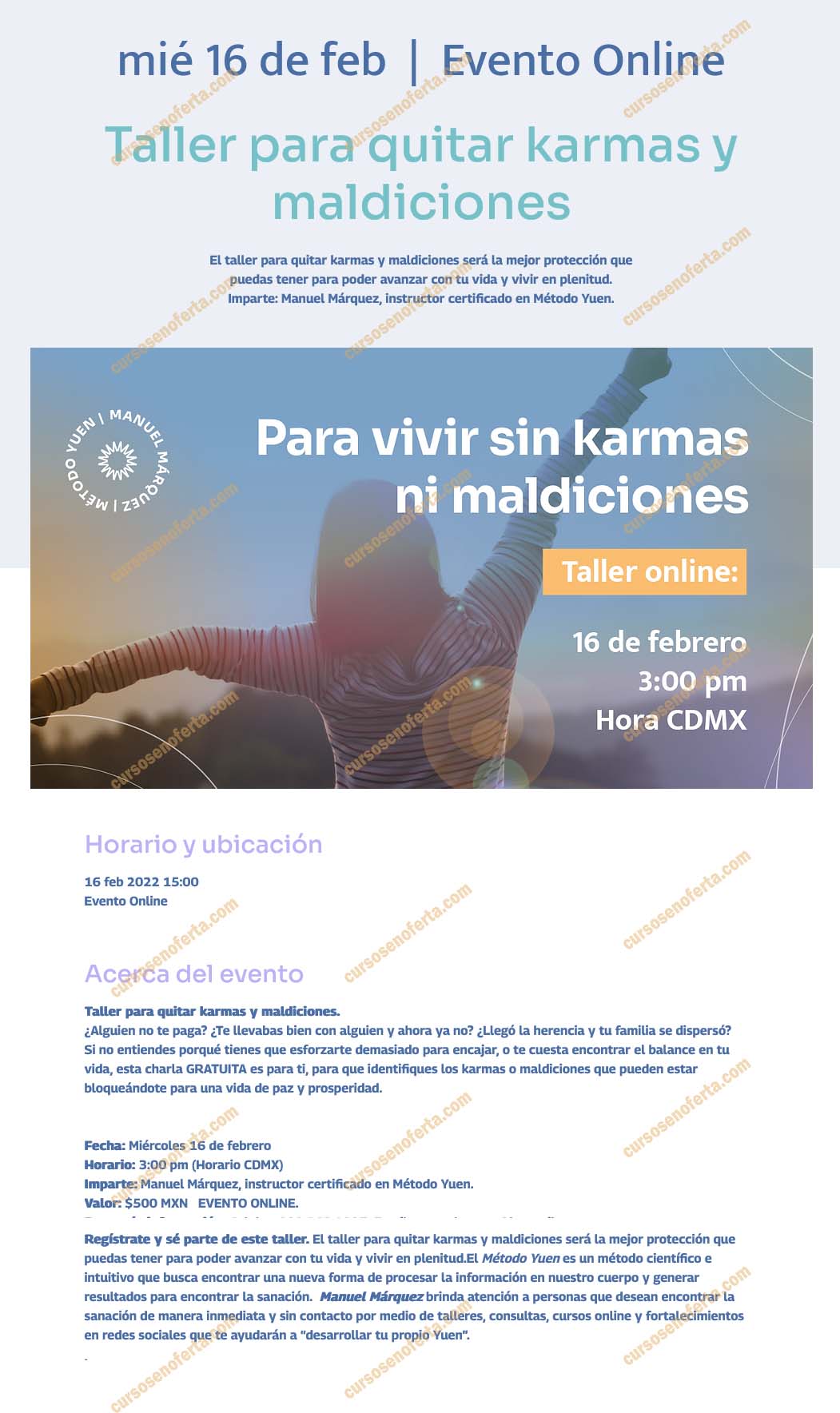 Taller para quitar karmas y maldiciones - manuel marquez